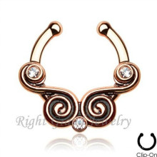 Gold Anodized Faux Septum Clip On Septum Piercing For Indian